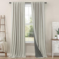 Pitalk Blackout Linen Curtains 96 Inches Long for Living Room 2 Panel Set 100% Black Out Light Blocking Back Tab Neutral Boho Farmhouse 96…