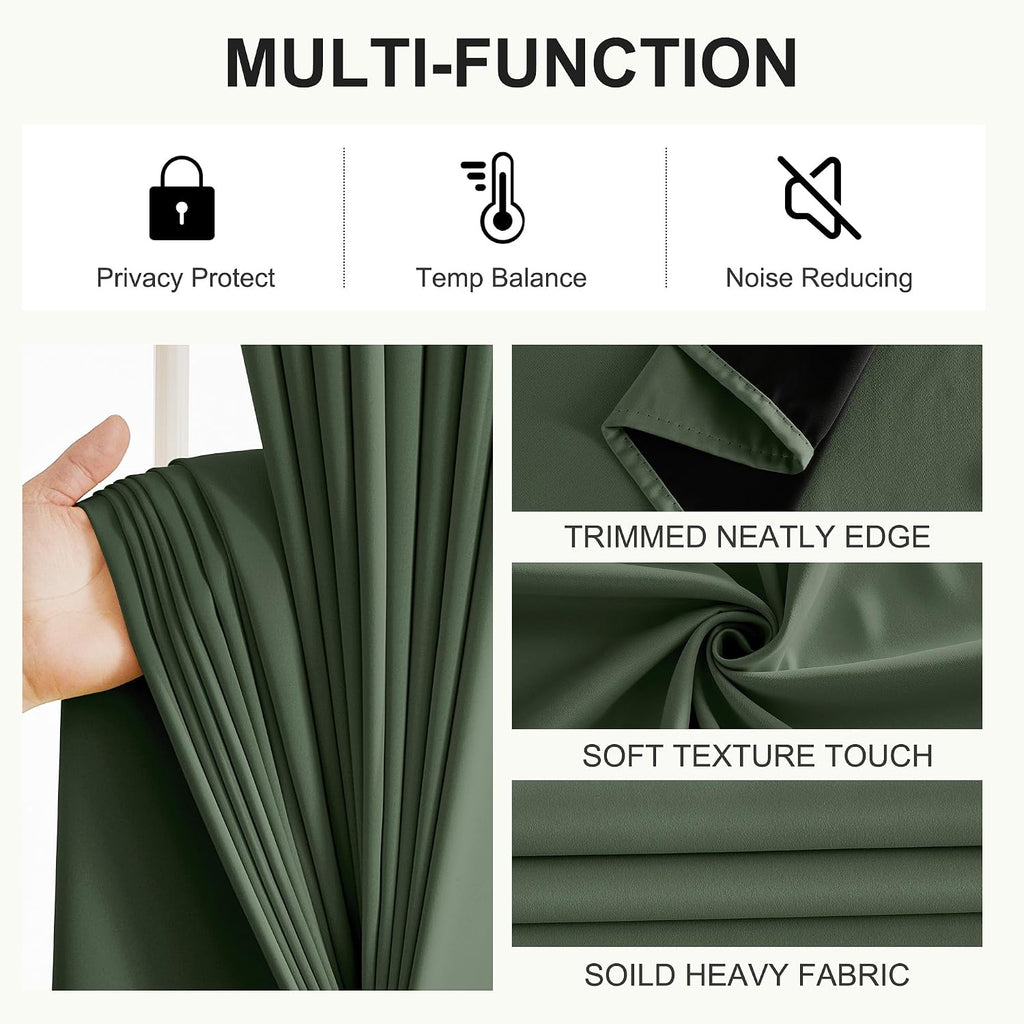 NICETOWN 100% Blackout Greyish Green Window Curtains 96 inches Long 2 Panels Set for Bedroom, Thermal Insulated Grommet Drapes, Room…