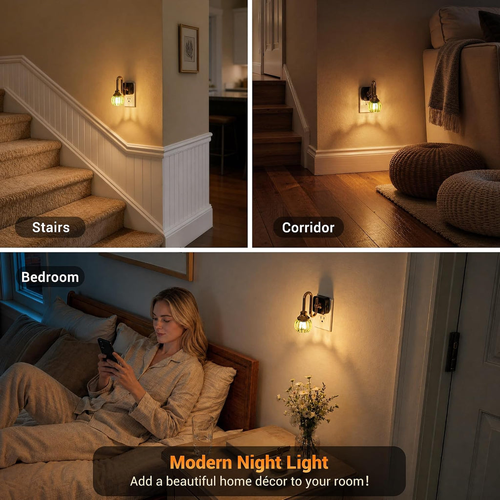 JandCase Night Light, Night Lights Plug into Wall, Green Tulip LED Nightlight, 0-100 LM Dimmable Nightlights, Dusk to Dawn Sensor, 1W…