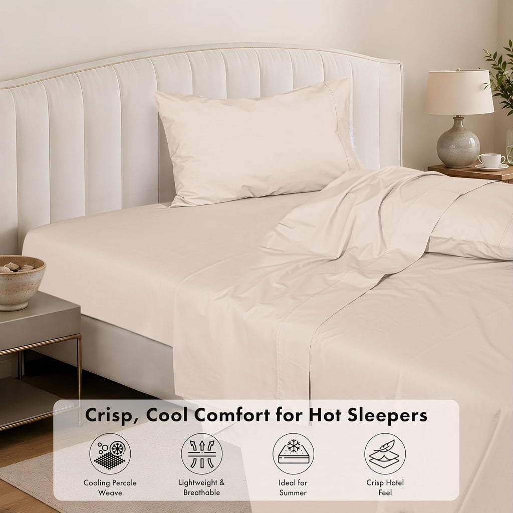 Zoyer 100% Cotton Sheets – Split King Size Percale Bedding, Cooling & Breathable, Durable with a Crisp, Soft & Comfortable Feel, 16" Deep P…
