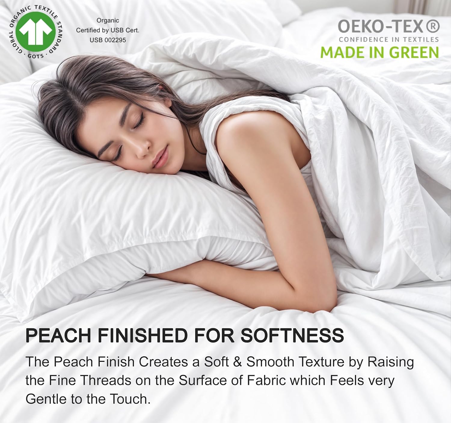 Ruvanti 100% Cotton Organic Percale Sheets Queen Size – Crisp Cooling Bed Sheets for Hot Sleepers, Deep Pocket 15”, Soft Peach Finish, Brea…