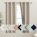 NICETOWN Oatmeal Vintage Open Linen Weave Flax Thermal Curtains, 100% Blackout Curtains 54" Long for Dining Room, Soundproof Window…
