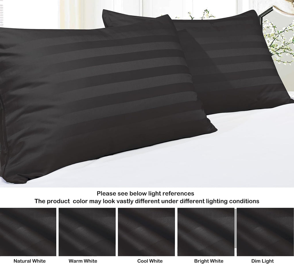 ShunjieHome 100% Egyptian Cotton Pillow Protectors Set of 2, 600 Thread Count Standard Size Bed Pillow Cases with Zipper, Sateen Weave Cool…