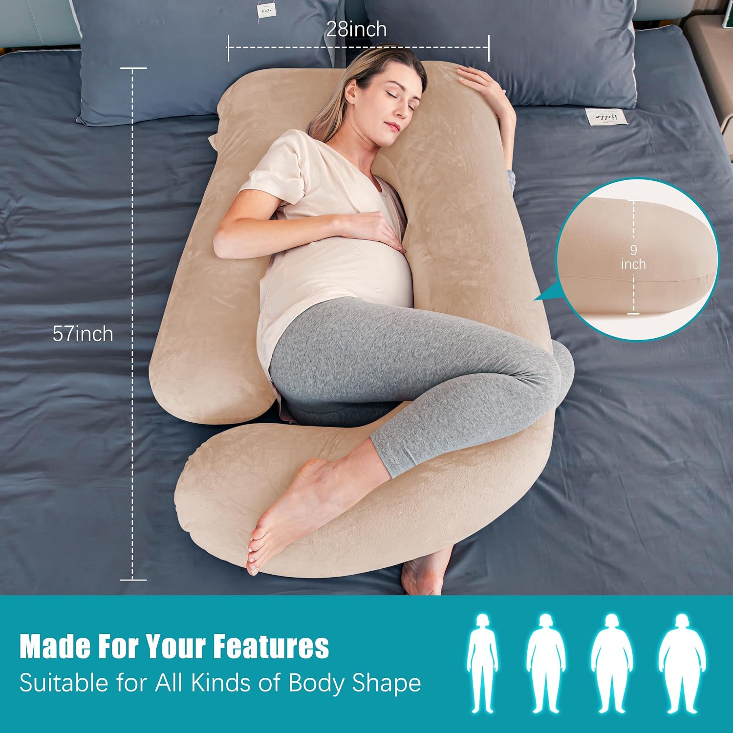 Cute Castle Pregnancy Pillows, Soft U-Shape Maternity Pillow with Removable Cover - Full Body Pillows for Adults Sleeping - Pregnancy…