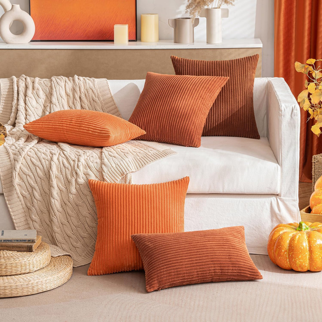 MIULEE Pack of 2 Corduroy Soft Soild Decorative Square Throw Pillow Covers Cushion Cases Pillowcases for Sofa Bedroom Car 16 x 16 Inch 40…