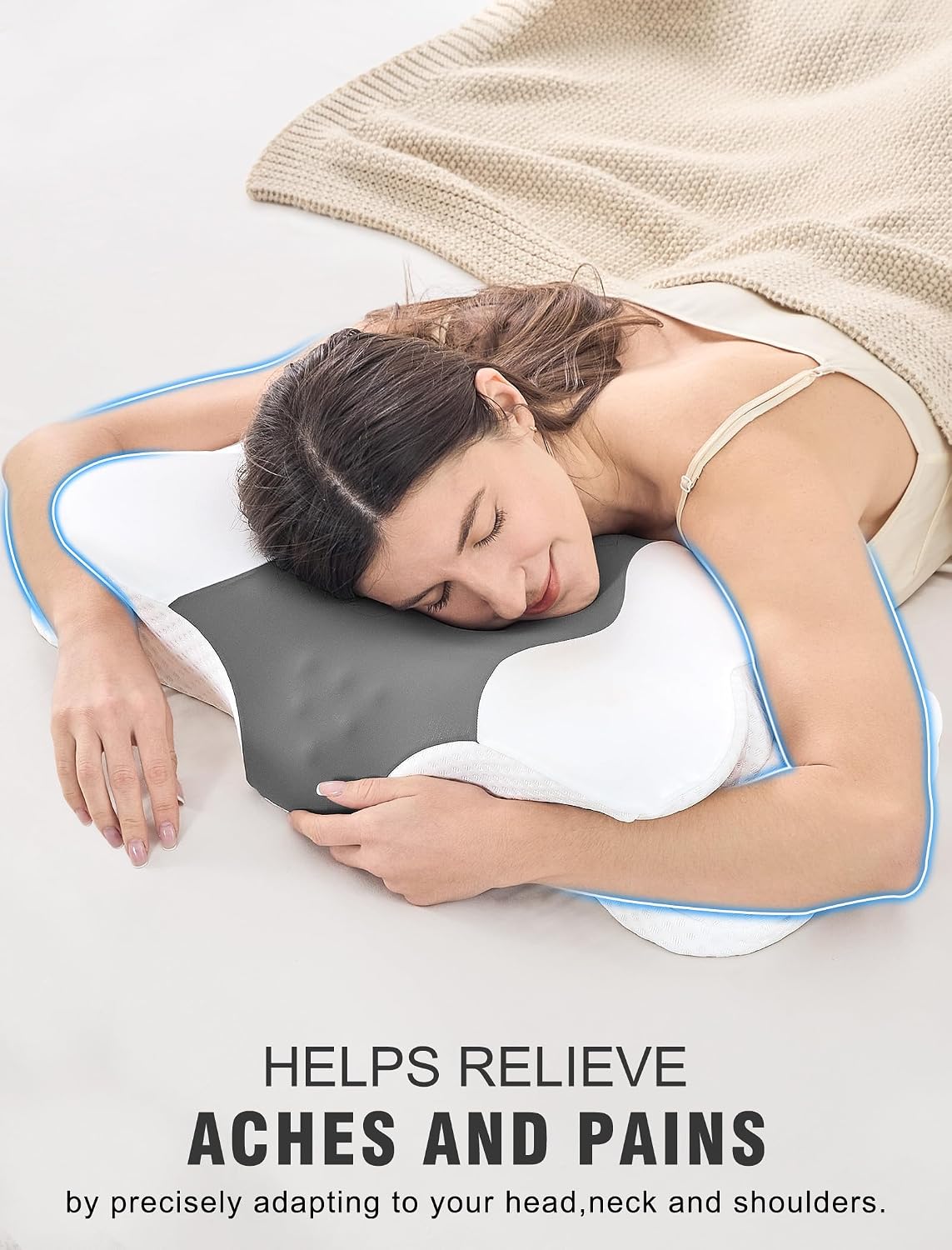Dissa Cervical Neck Pillow for Side Sleepers Ergonomic Contour Memory Foam Pillow with Adjustable Orthopedic Neck Support for - Gift for Ch…