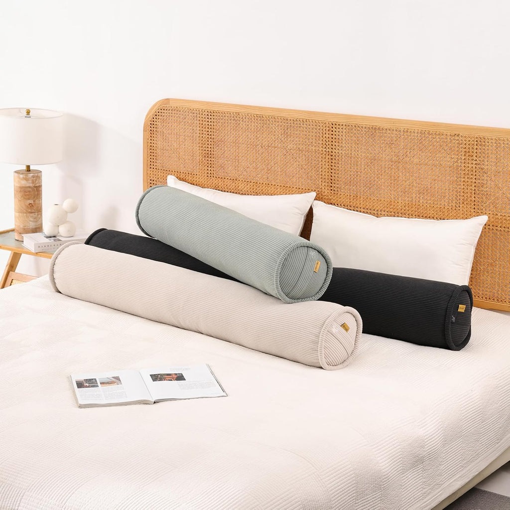 Body Pillow for Adults – Corduroy Long Round Bolster Pillow for Bed, Cuddle Pillow with Full Support for Side Sleepers & Restful Sleep,47…