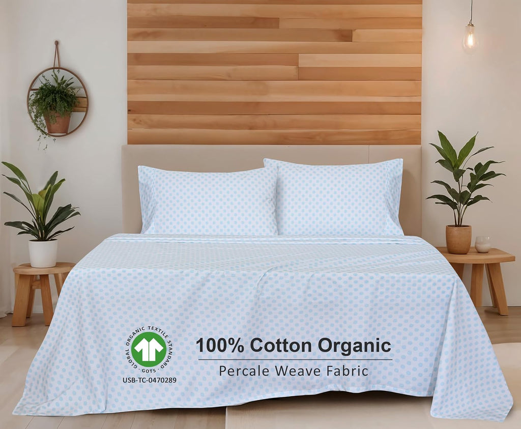 Ruvanti 100% Cotton Organic Percale Sheets Cal King Size – Crisp Cooling Bed Sheets for Hot Sleepers, Deep Pocket 13”, Soft Peach Finish, B…