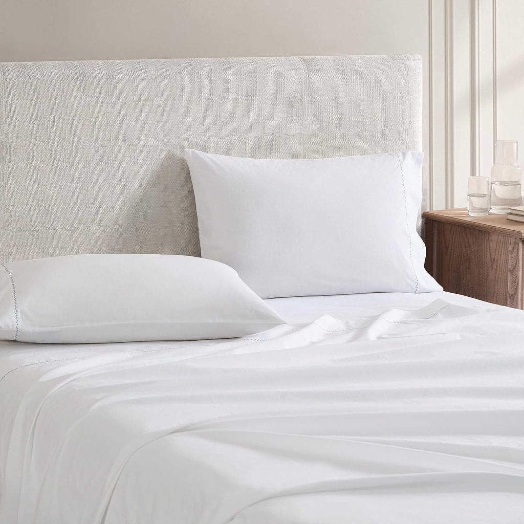 MarthaStewart Martha Stewart - Queen Size Sheets Set, Crisp & Tailored Cooling Sheets with a Smooth Cotton Percale Lightweight Feel - Bed S…