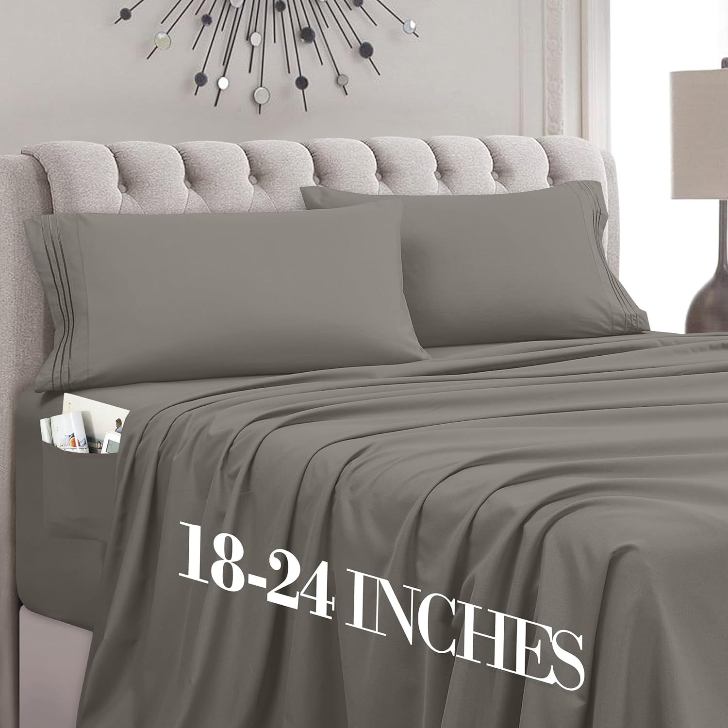 MocassiLuxuryBedding Mocassi Twin XL Size 4-Piece Bed Sheet Set - 1800 Hotel Quality Microfiber 18-24 Inches Extra Deep Pocket Fitted Sheet…