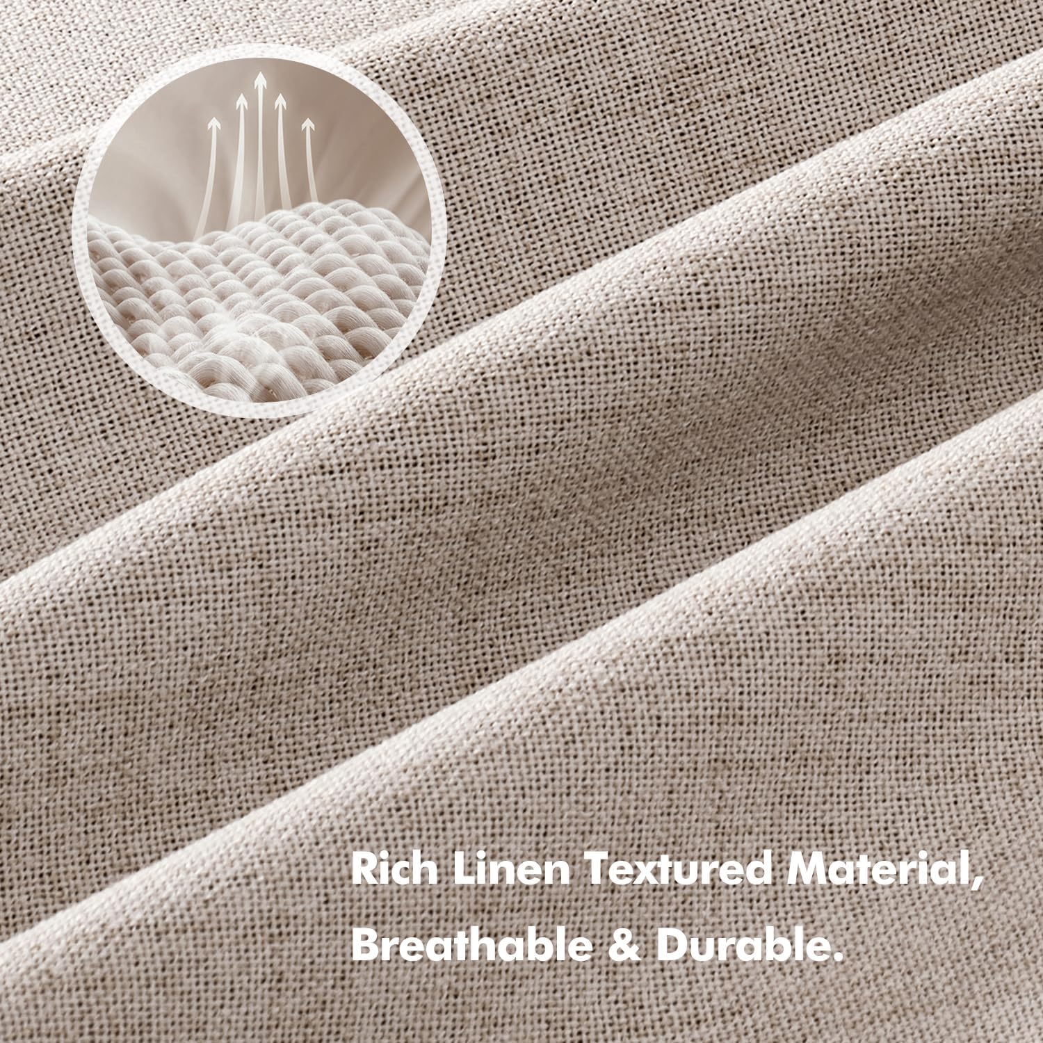 Miulee 100% Blackout Linen Curtains for Bedroom, Khaki Solid Luxury Decor Thermal Insulation Room Darkening Drapes for Living Room Nursery…
