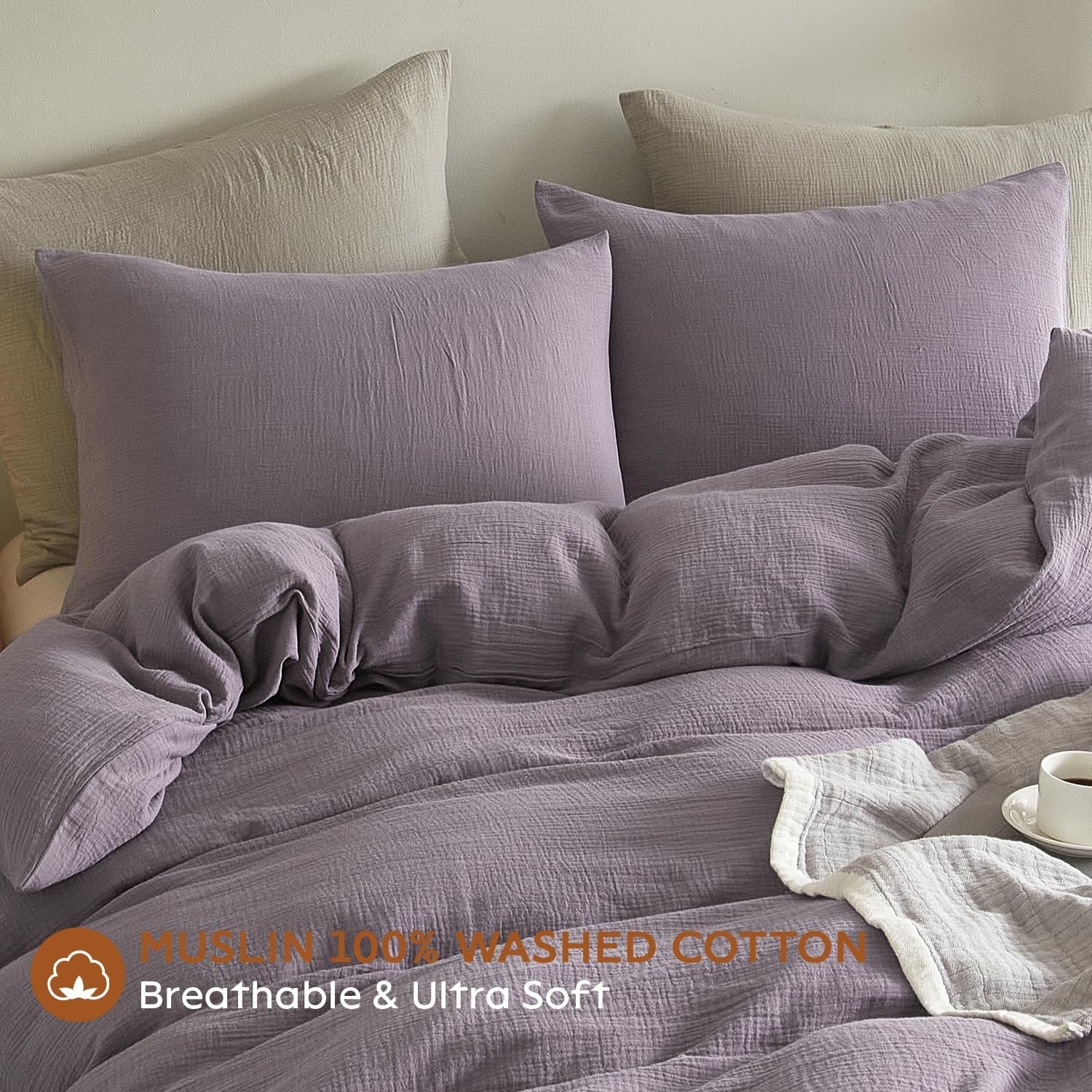 DefineCozyHealthyLife SE SOFTEXLY Muslin Pillowcases Standard Size 100% Cotton, 2 Pack Linen Like Pillow Shams with Envelope Closure, Ultra…