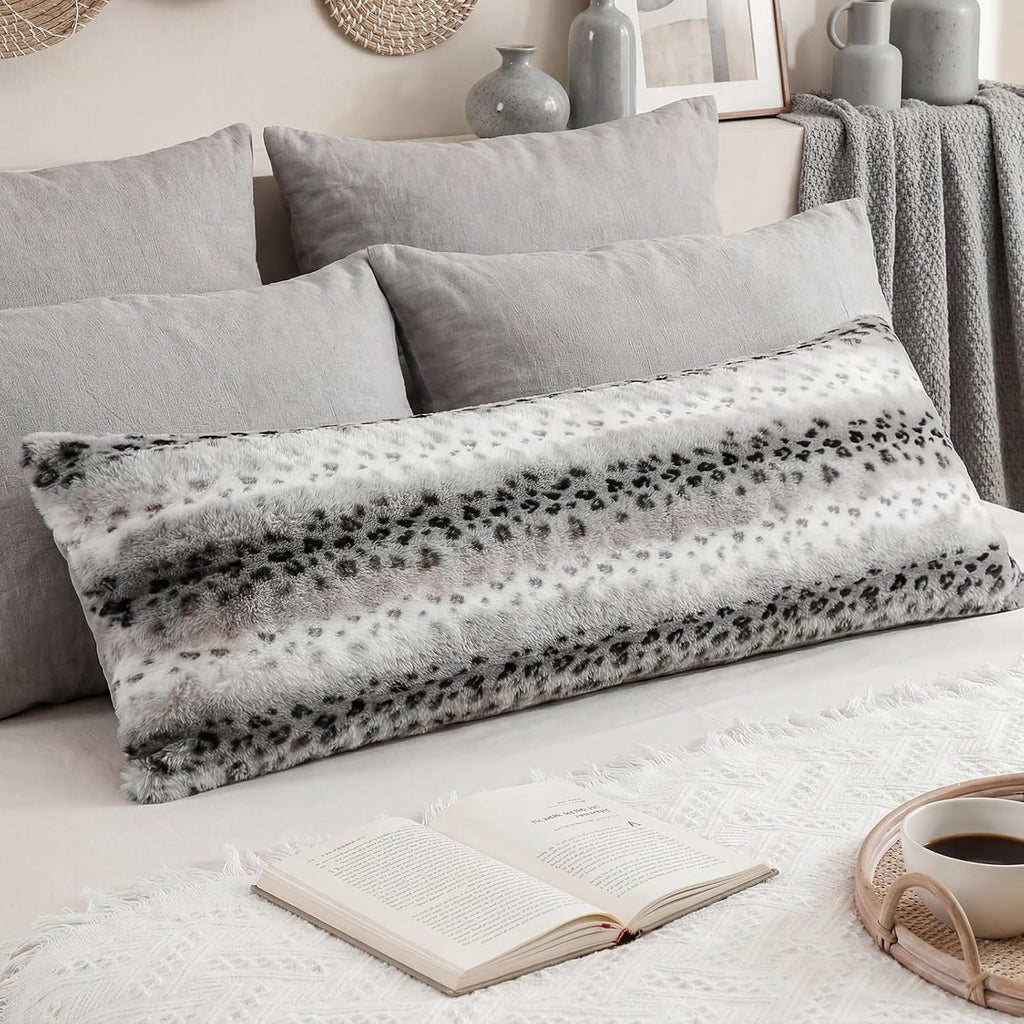 Chumerry Fuzzy Body Pillow Case Dark Gray Fluffy Shaggy Pillow Cover Ultra Soft Warm Rabbit Fur Decorative Body Pillow Cover Long Pillowcas…