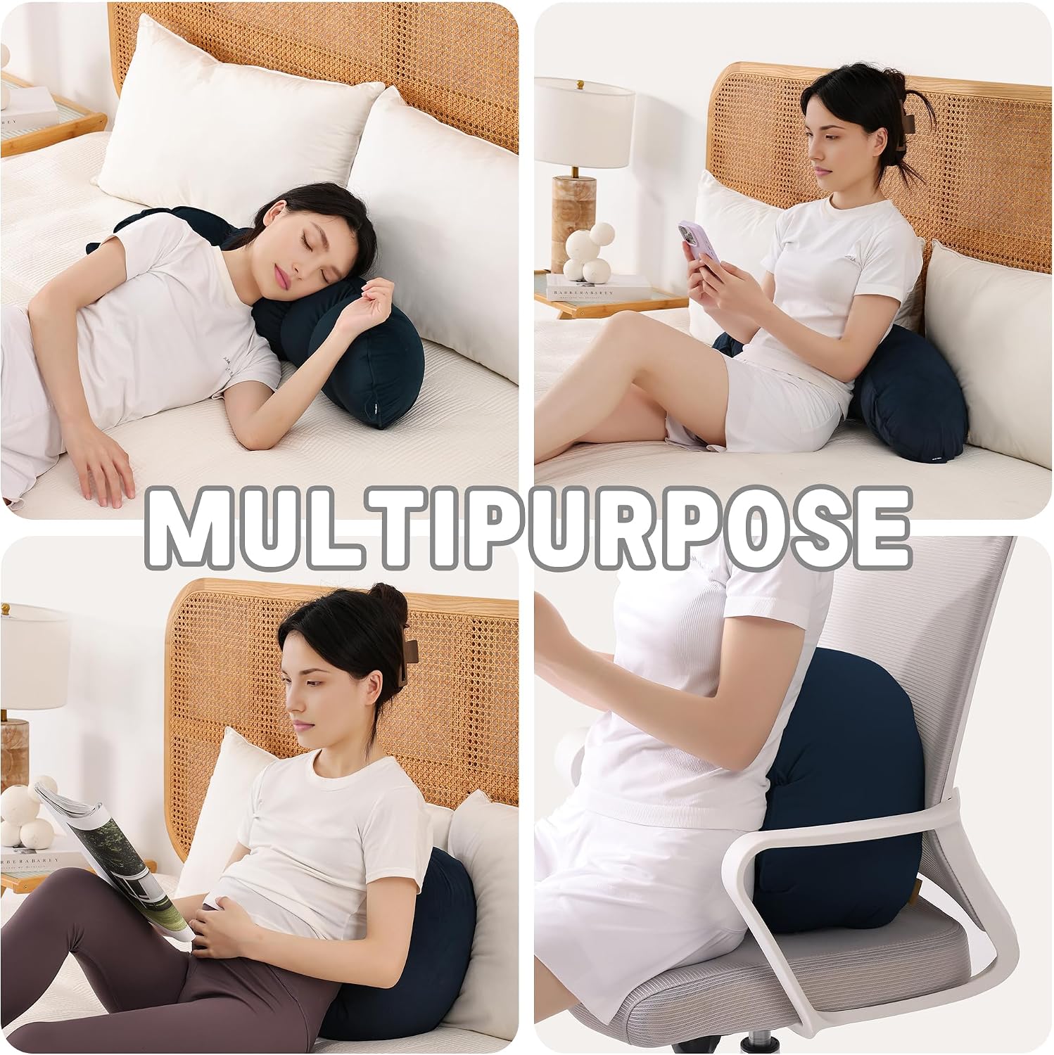 Peallow(Pat. Pend) – Long Round Body Pillow for Adults, Bolster Pillow for Sleeping, Soft and Supportive Pillow for Sleeping & Lumbar…