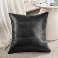 Fancy Homi Black Boho Faux Leather Decorative Throw Pillow Covers 18x18 Inch for Living Room Couch Bed Sofa, Rustic Modern Farmhouse Home…