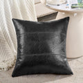 Fancy Homi Black Boho Faux Leather Decorative Throw Pillow Covers 16x16 Inch for Living Room Couch Bed Sofa, Rustic Modern Farmhouse Home…