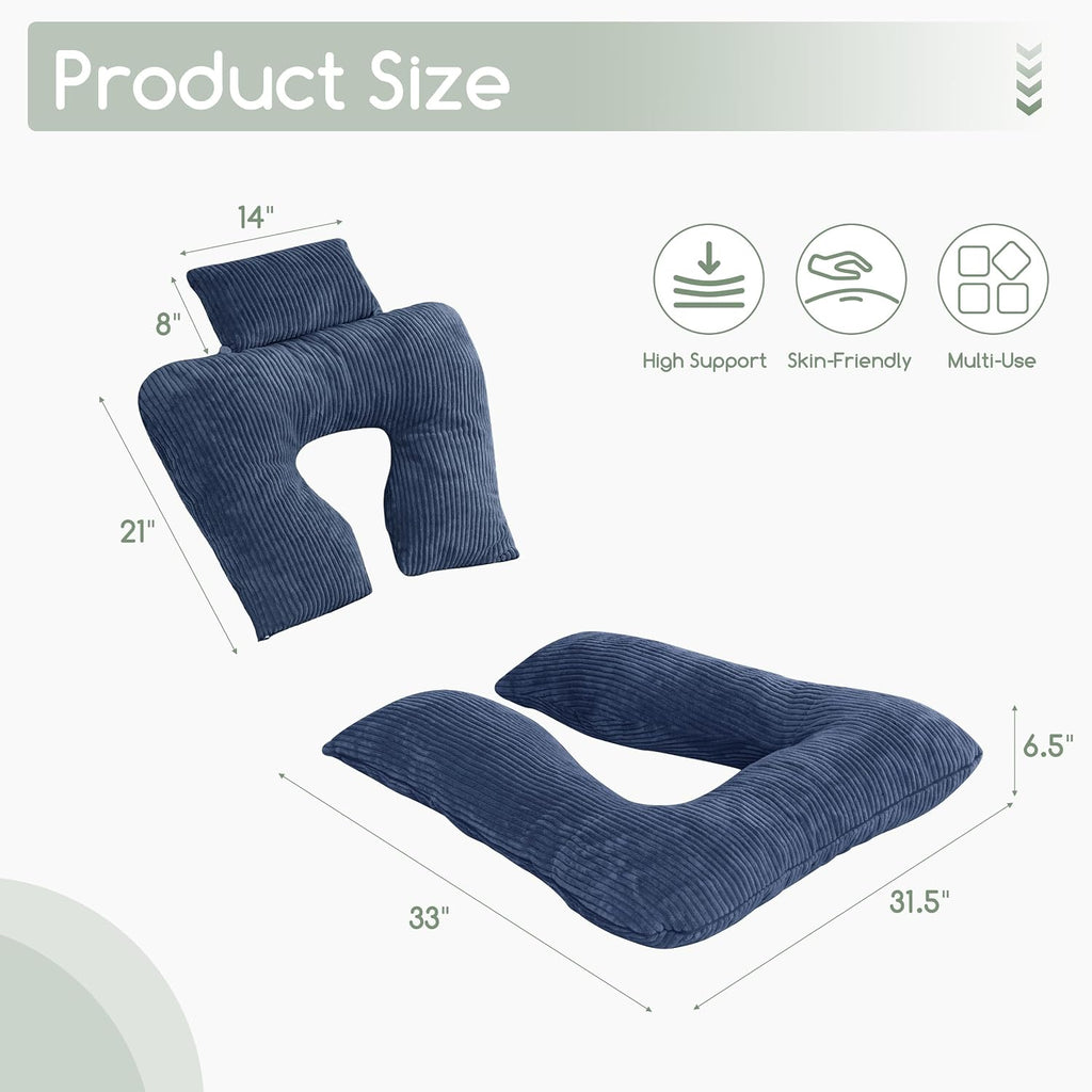 Higogogo Reading Pillow, Back Pillow for Sitting in Bed and Couch, Gaming Pillow for Adults, Sit Up Support for Bed, Bluestone