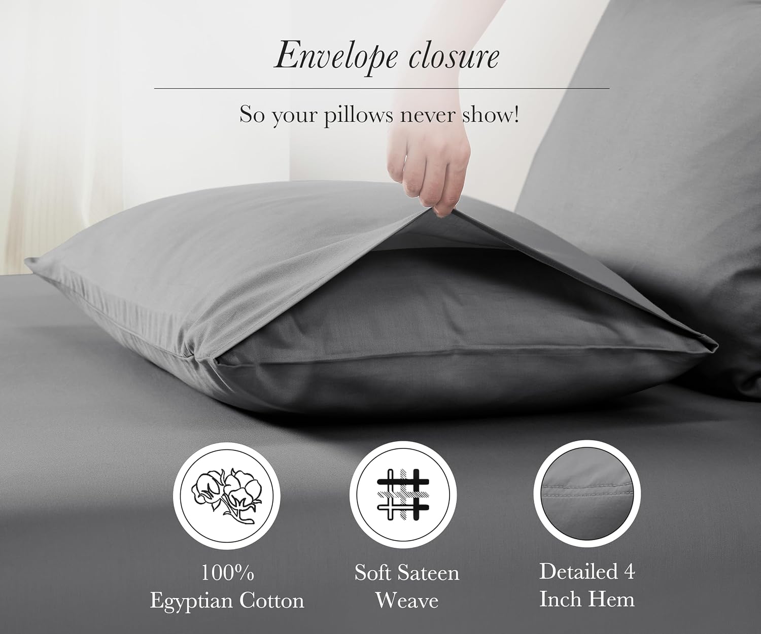 CaliforniaDesignDen California Design Den 100% Egyptian Cotton King Pillow Cases Set of 2, Pillow Cases King, Sateen Weave, Soft and Breath…