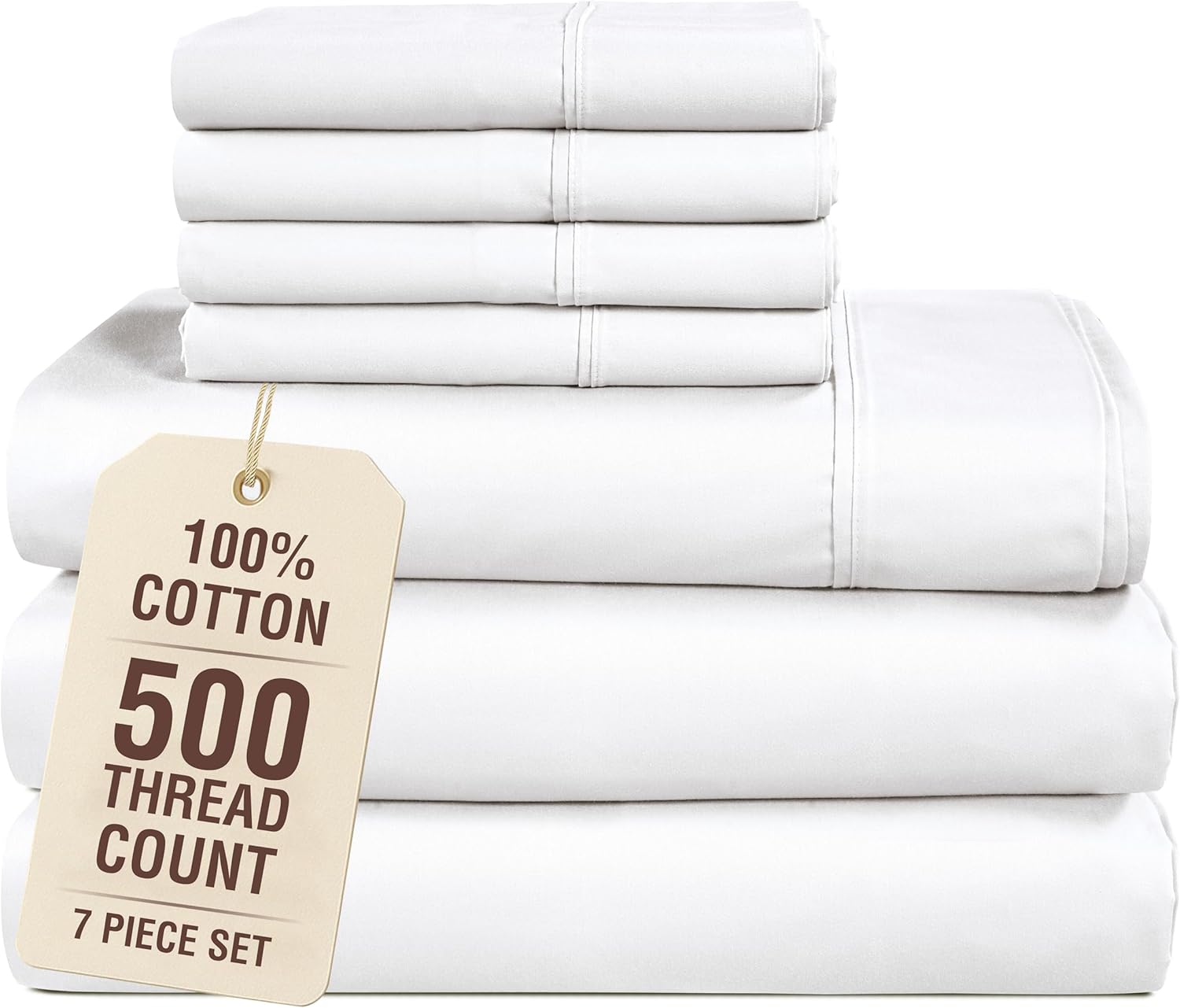 Casa Platino 100% Cotton Split King Sheet Set - 500 TC, 7 Pcs - Soft & Comfy Luxury Split King Bed Sheet Set for Adjustable Beds, Fully…