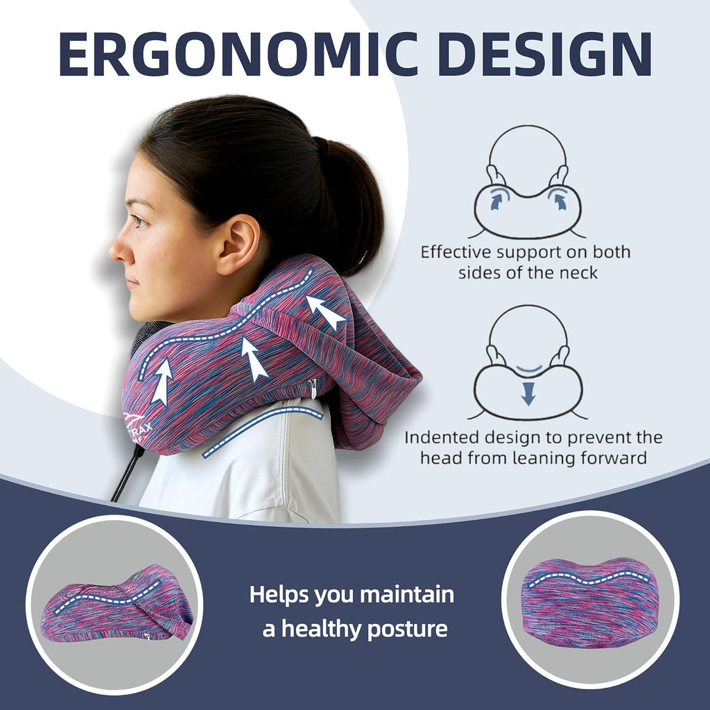 Travel Pillow with Extra Large Hood for Airplane Long Flights Privacy and Comfort Memory Foam with Skin-Friendly Cover for Road Trip…