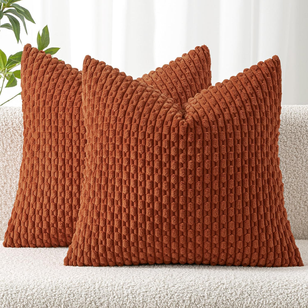 Miulee Throw Pillow Covers Soft Corduroy Decorative Set of 2 Boho Striped Pillow Covers Pillowcases Farmhouse Home Decor for Couch Bed Sofa…