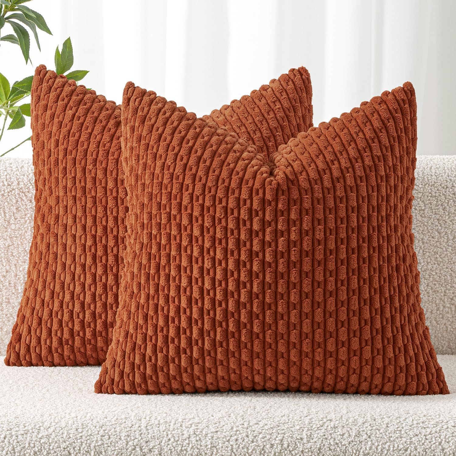 Miulee Throw Pillow Covers Soft Corduroy Decorative Set of 2 Boho Striped Pillow Covers Pillowcases Farmhouse Home Decor for Couch Bed Sofa…