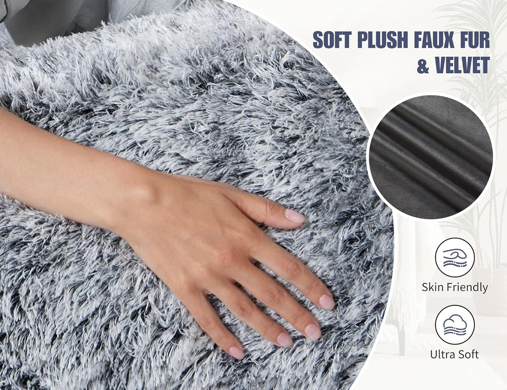 Wsofrlac Fluffy Full Body Pillow for Adults 20x54 Long Big Body Pillow Cover Pillowcase with Memory Foam for bed Grey Pregnancy Cuddle Snug…