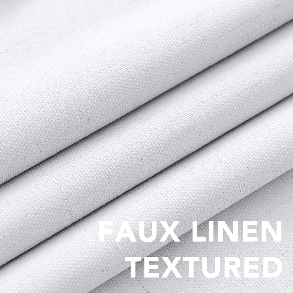 H.VERSAILTEX White Linen Blackout Curtains Durable Thick Textured Linen Look 100% Blackout Patio Door Curtain Anti Rust Grommet Extra…