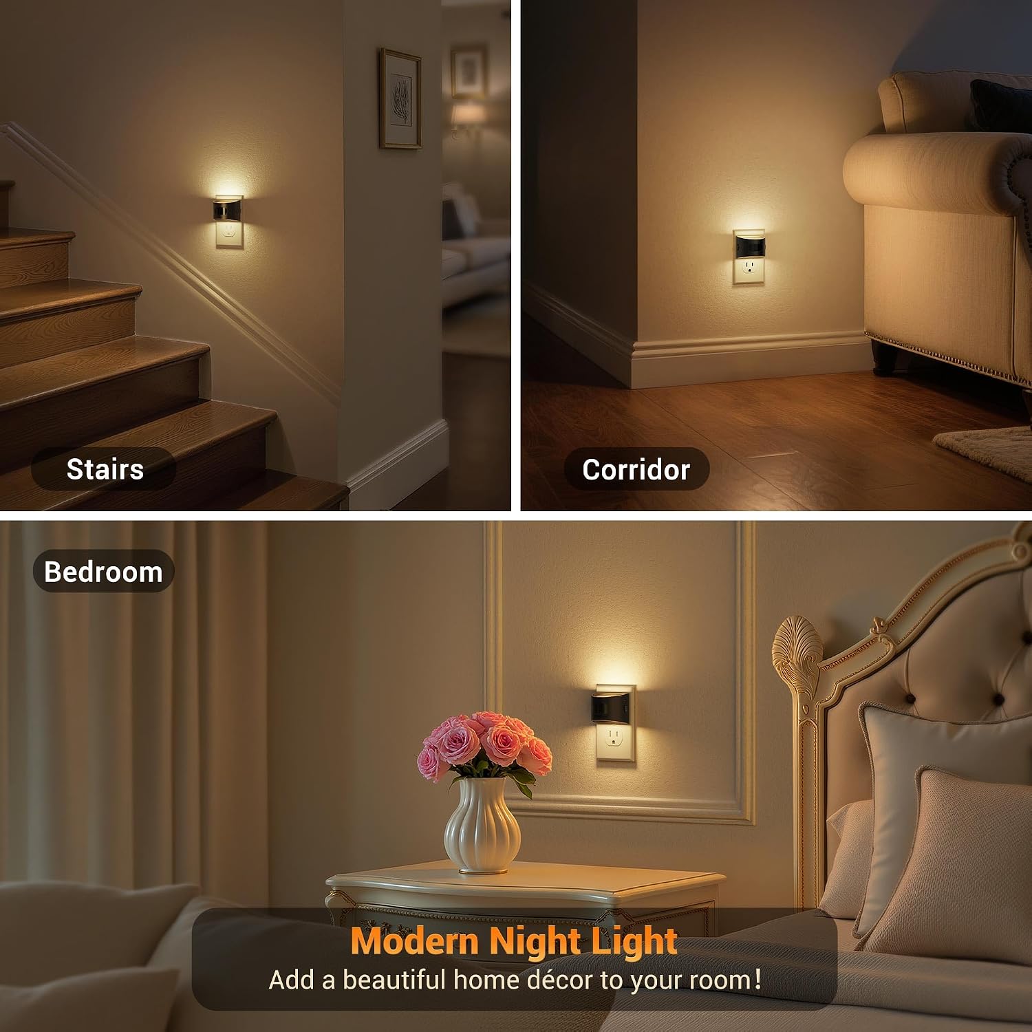 JandCase Motion Sensor Night Light, Night Lights Plug into Wall, Dusk to Dawn Sensor Nightlight with Motion Activated, 30/60/100lm Brightne…