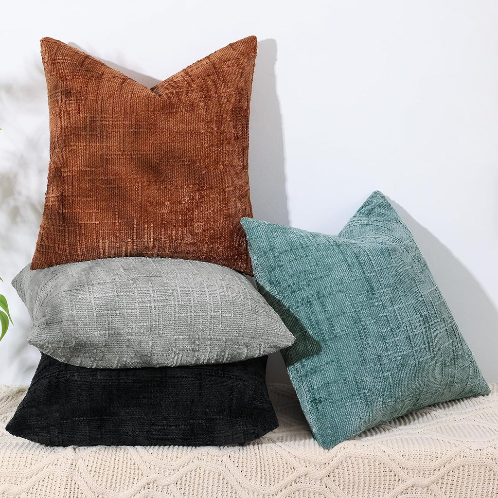 decorUhome Black Chenille Throw Pillow Covers 12x20 Set of 2 Textured Soft Cozy Slubby Couch Pillow Covers Modern Farmhouse Boho Decorative…