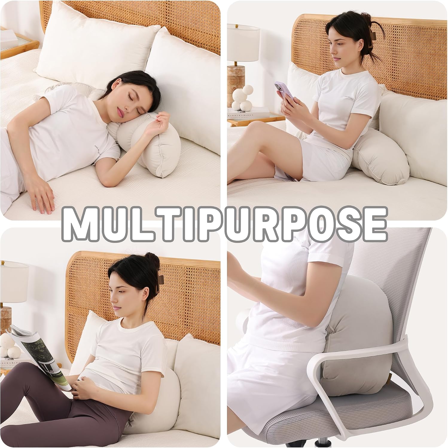 Peallow(Pat. Pend) – Long Round Body Pillow for Adults, Bolster Pillow for Sleeping, Soft and Supportive Pillow for Sleeping & Lumbar…