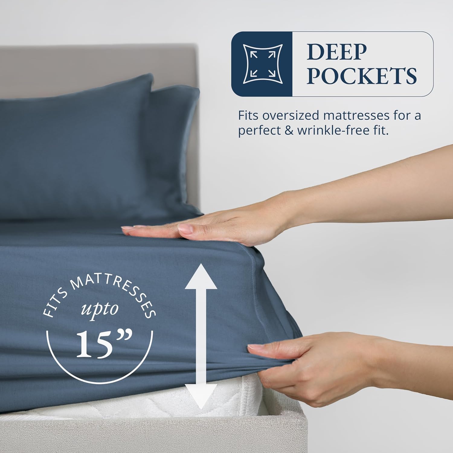 LANE LINEN Fitted Sheet King Size, 100% Organic Cotton, 3-Piece Set (1 Fitted Sheet,2 Pillowcases), Percale Weave, Ultra Soft…