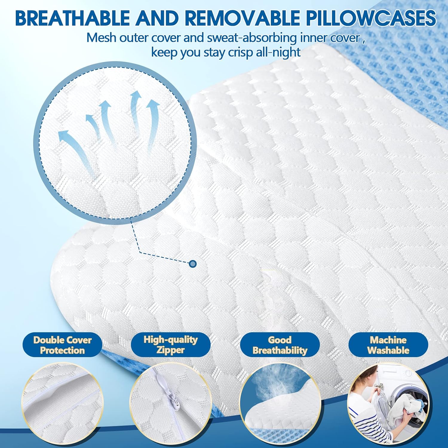 CHxxy Memory Foam Pillows, Cervical Pillow for Neck and Shoulder, Ergonomic Contour Bed Pillow, Soft for Side Sleep Stomach Sleeping and B…