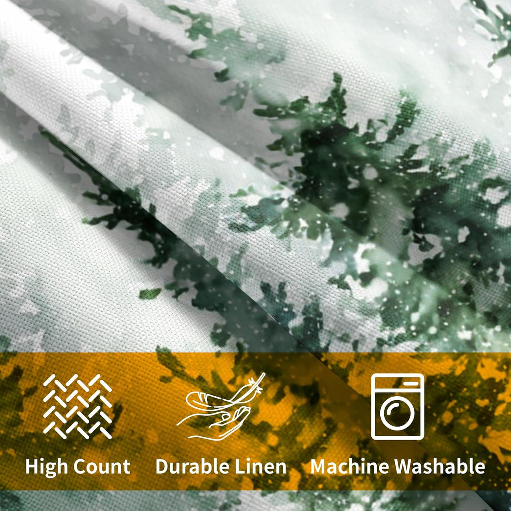 Granbey Winter Forest Pillow Covers 16x16 Inch 2Pcs Watercolor Green Misty Pine Tree Nature Landscape Throw Pillows Cover Mountain Square C…