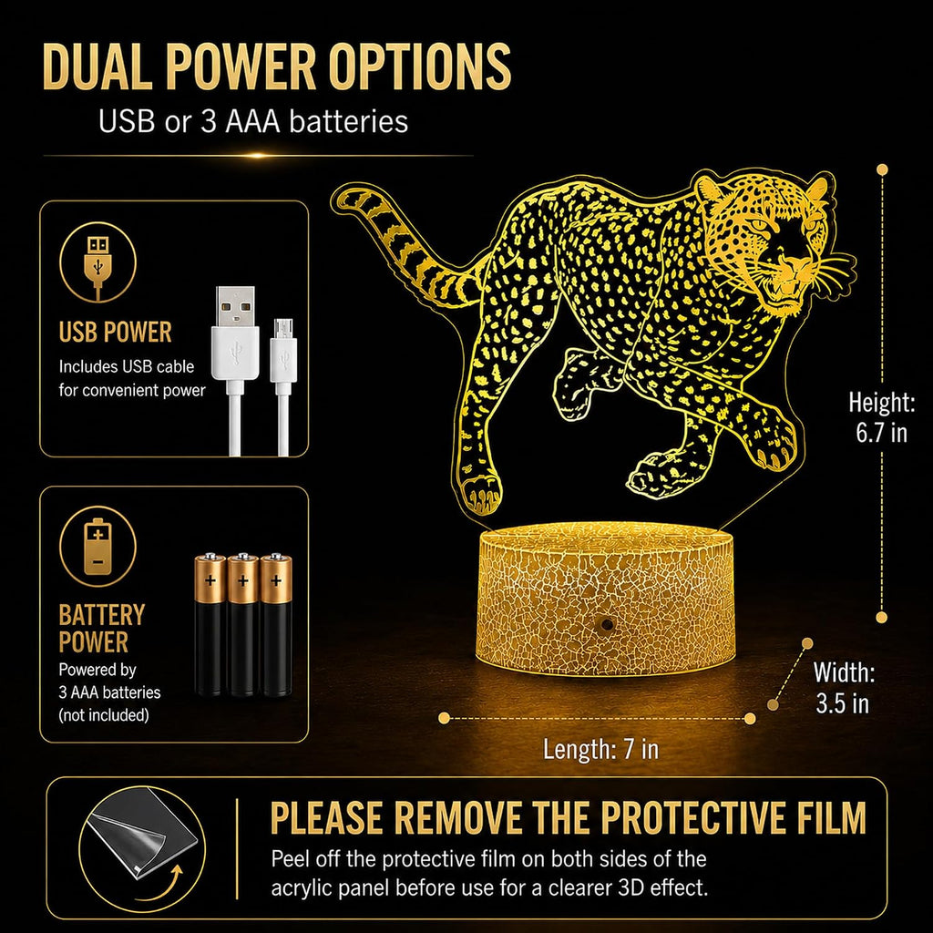 Leopard Night Light, Remote, 16 Colors Changing RGB Flashing Mode Dimmable LED Lamp, Birthday Holiday Gifts for Boys Girls Teens Sports…