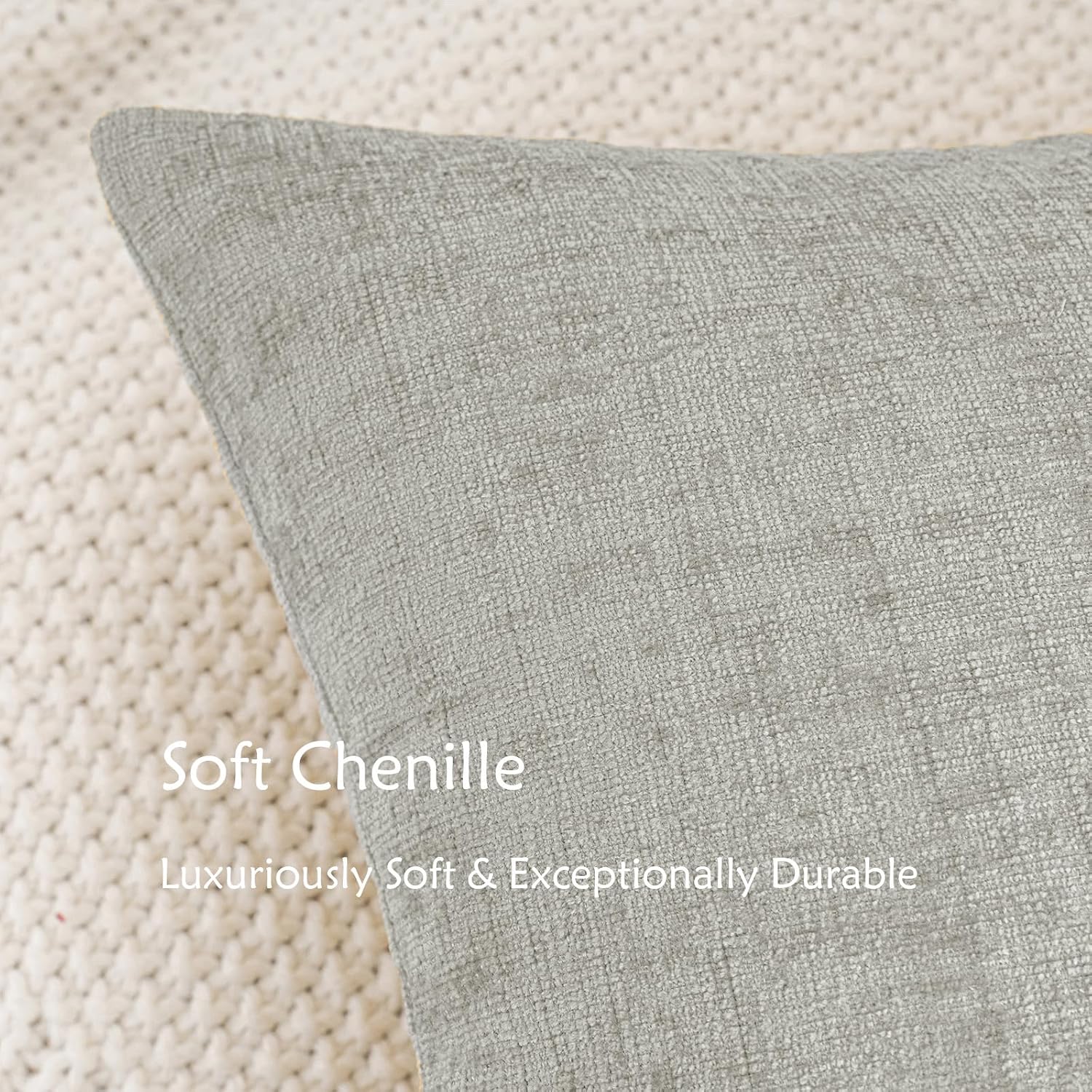 Hwy50 HWY 50 Gray Couch Pillow Covers 18x18 Inch Pack of 2, Soft Chenille Decorative Throw Pillow Cases Farmhouse for Sofa Living Room Bed…
