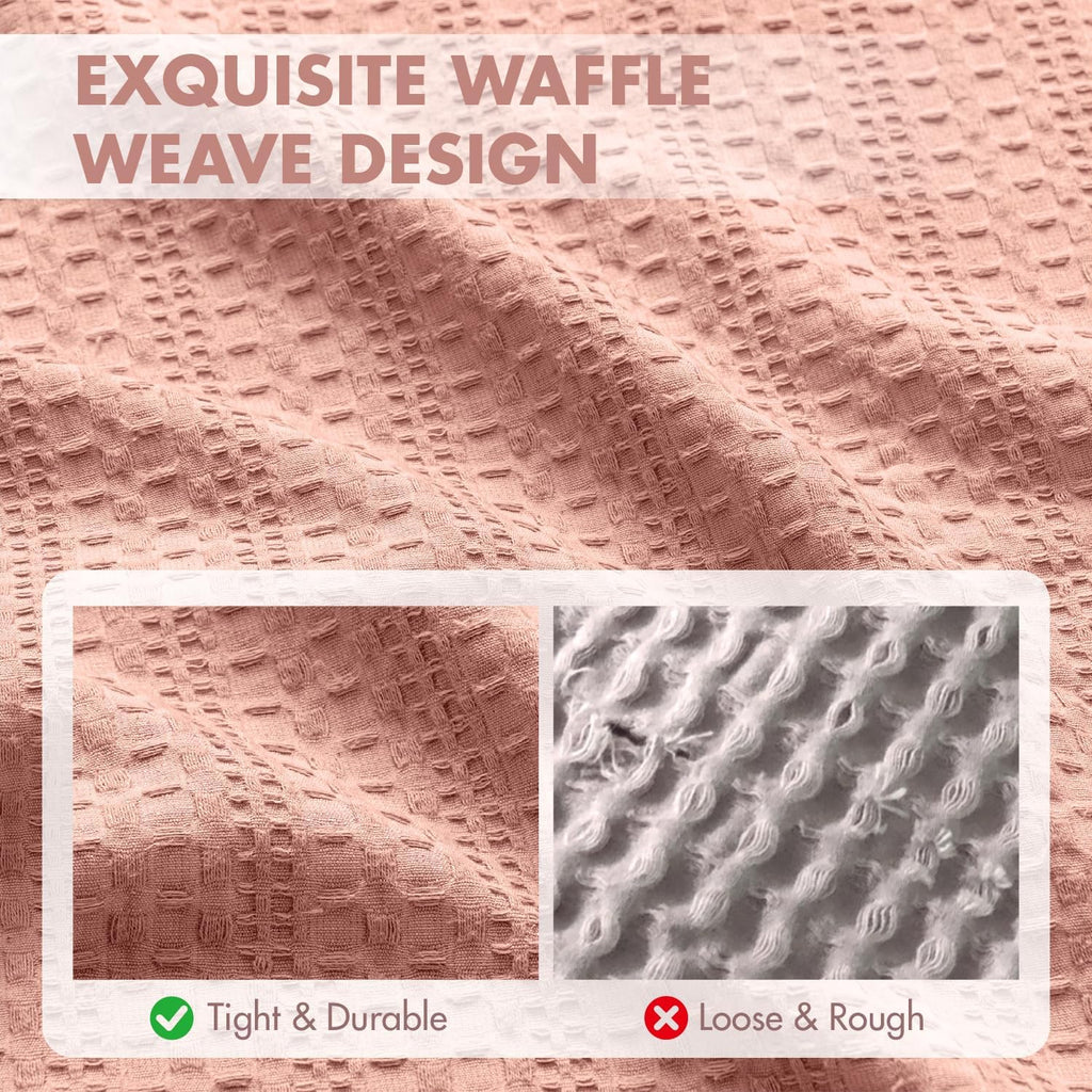 Set of 2 Decorative 100% Cotton Waffle Euro Sham Pillow Covers 24x24, Neutral Throw Pillows Weave European Cushion Cases for Couch Sofa…