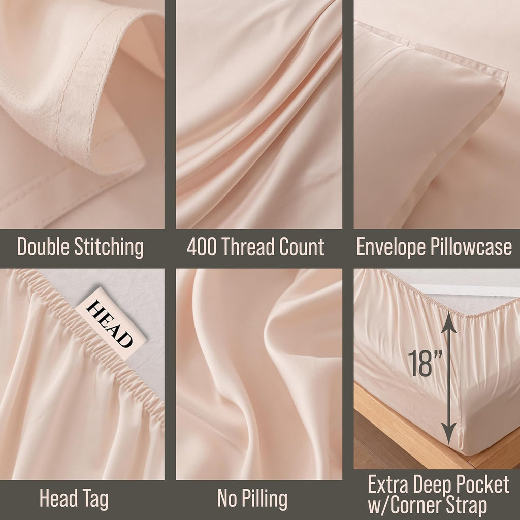 Bella Coterie Luxury Bamboo Viscose Split King Size Sheet Set | 2 Fitted Sheets for Sleep Number & Adjustable Beds | 100% Organically…