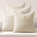 Miulee Beige Throw Pillow Covers 20x20 Inch Set of 4 Boho Patchwork Cushion Cases Modern Farmhouse Pillow Cases with Invisible Zipper Cordu…