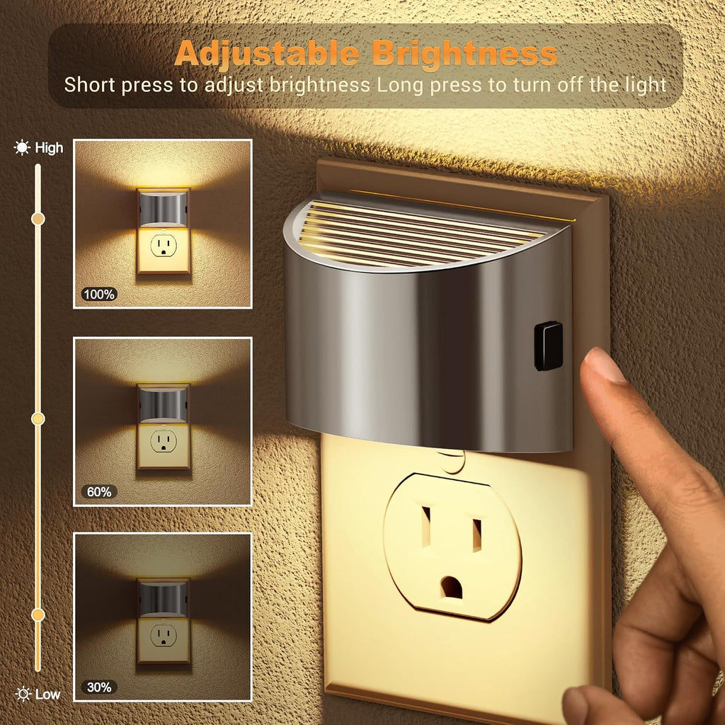JandCase LED Night Lights Plug into Wall, 2 Pack Modern Night Lights, Dusk to Dawn Sensor Nightlight, 0-100LM Brightness Adjustable…