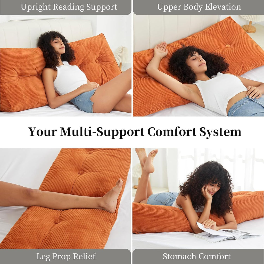 Headboard Wedge Pillows for Sitting Up in Bed Rest Adult, Triangular Upholstered Stuffed Reading Pillow for Sofa Couch Back Cushions…