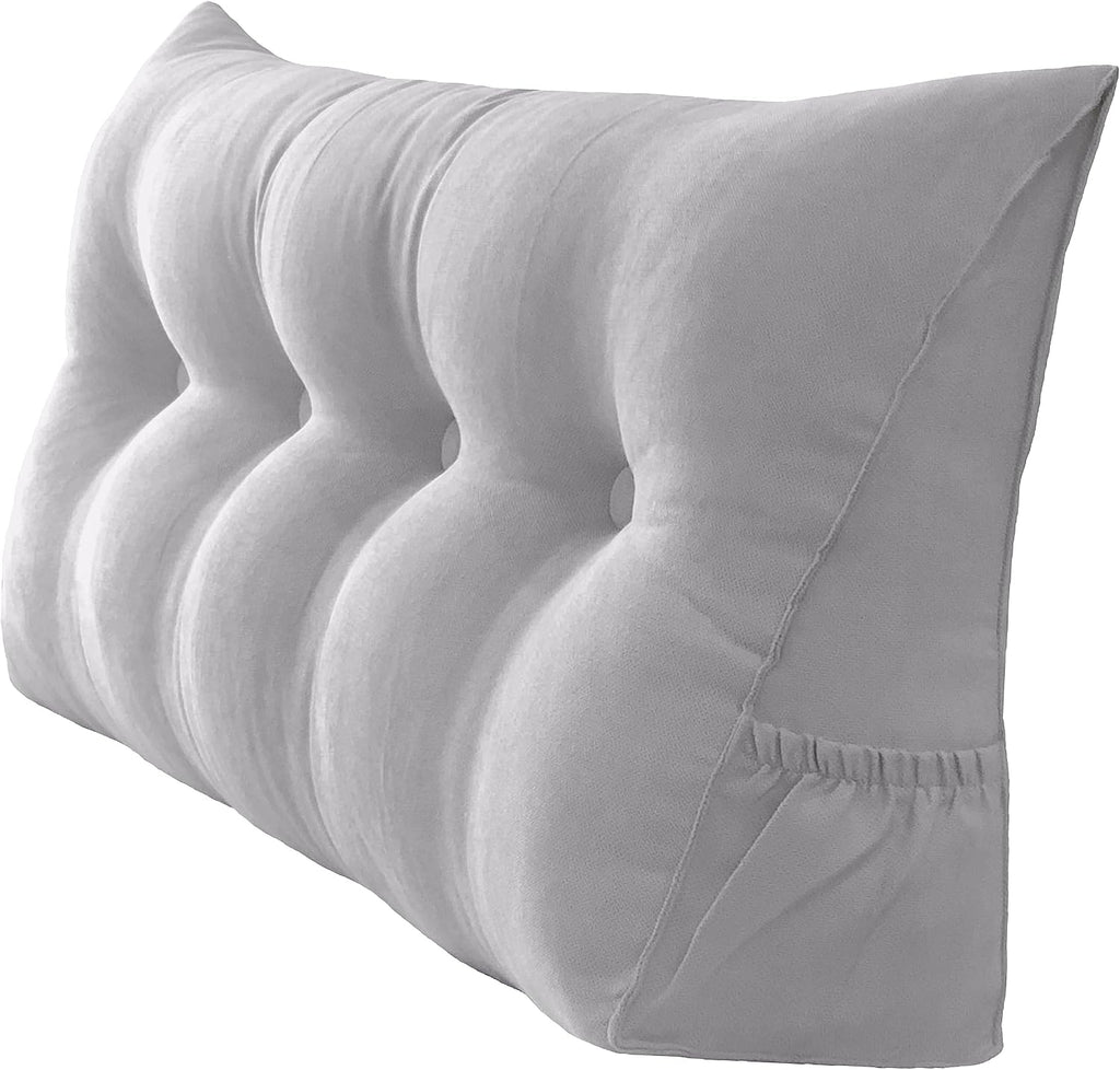 Peachwell Handmade Headboard Pillow- Triangular Wedge Support Large Bolster Cushion Headboard Backrest Pillow with Two Large Side Pockets…