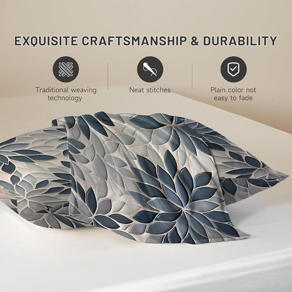 Satin Pillowcase for Hair and Skin Abstract Modern Blue-Gray Floral Super Soft and Cooling Similar to Silk Pillow Case 1 Pack with Hidden…