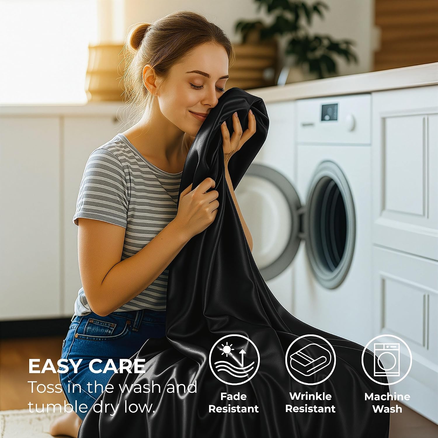 PureBedding Pure Bedding Satin Sheets Twin [3-Piece, Black] Hotel Luxury Silky Bed Sheets - Extra Soft 1800 Microfiber Sheet Set, Wrinkle,…