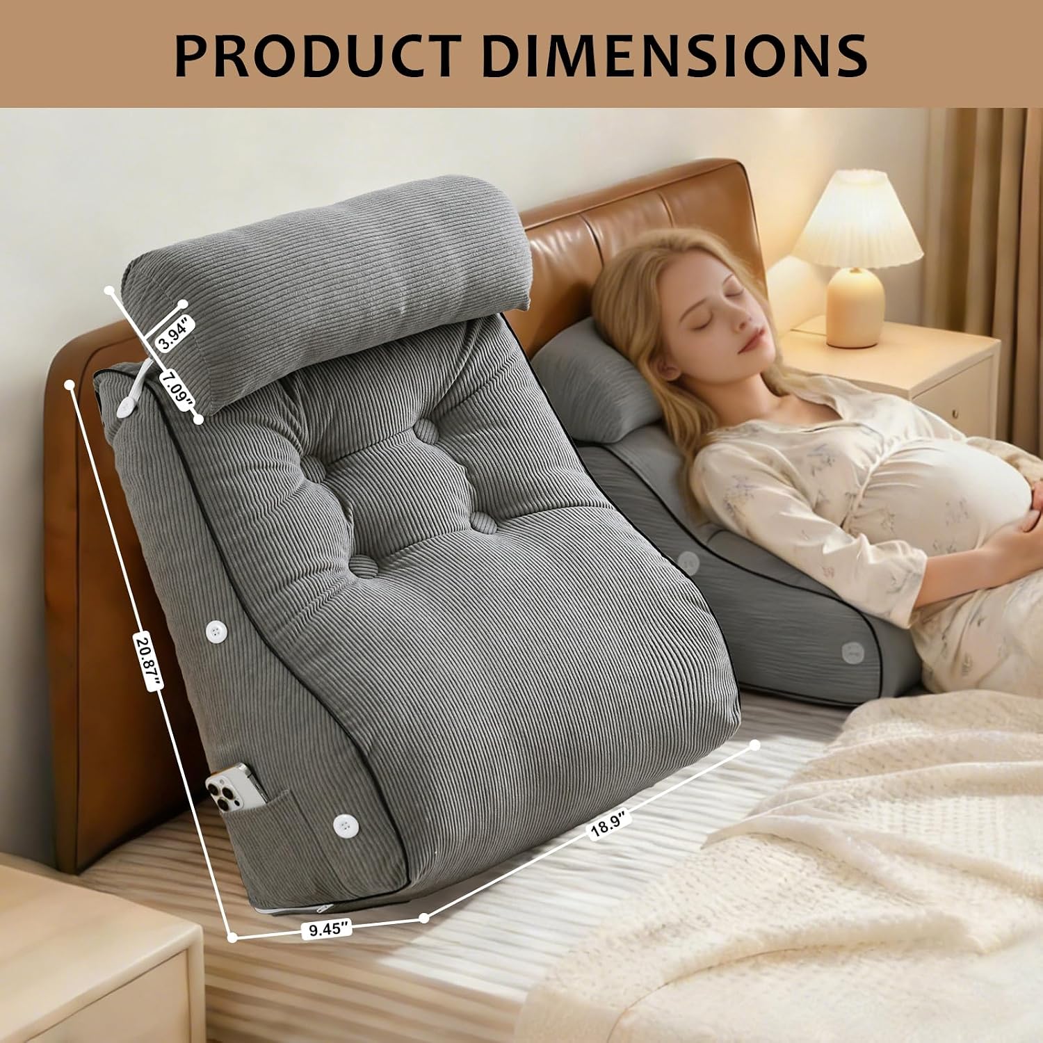 Bcareself Wedge Pillow – Reading & Bed Rest Pillow for Sitting in Bed, Couch, or Floor, Multi-Purpose Headboard Wedge for Sleeping, After S…
