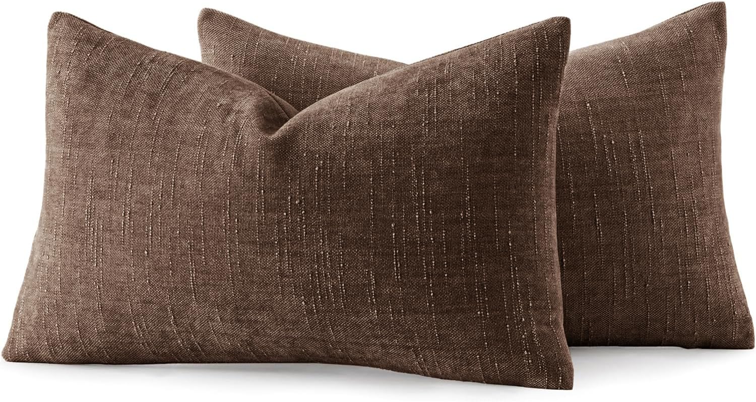 MIULEE Pack of 2 Decorative Throw Pillow Covers Soft Chenille Lumbar Accent Throw Pillows Solid Textured Cushion Covers for Couch Sofa…