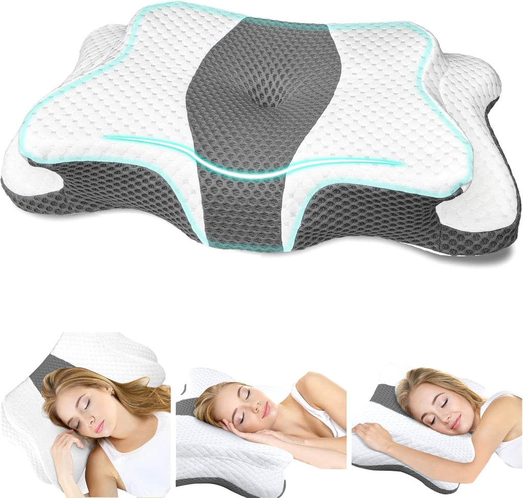 CHxxy Memory Foam Pillows, Cervical Pillow for Neck and Shoulder, Ergonomic Contour Bed Pillow, Soft for Side Sleep Stomach Sleeping and B…
