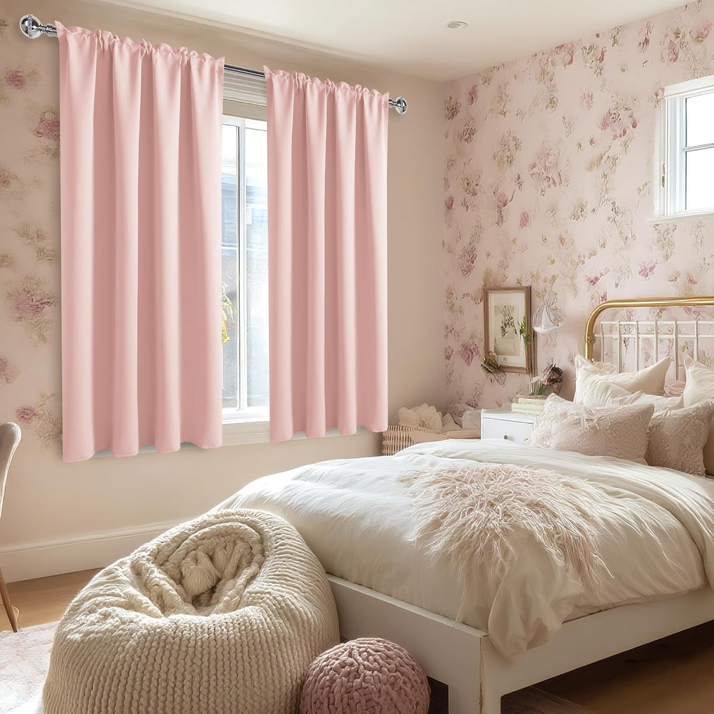 DWCN Blackout Curtains – Thermal Insulated, Energy Saving & Noise Reducing Bedroom and Living Room Curtains, Blush Pink, W 42x L 45 Inch…