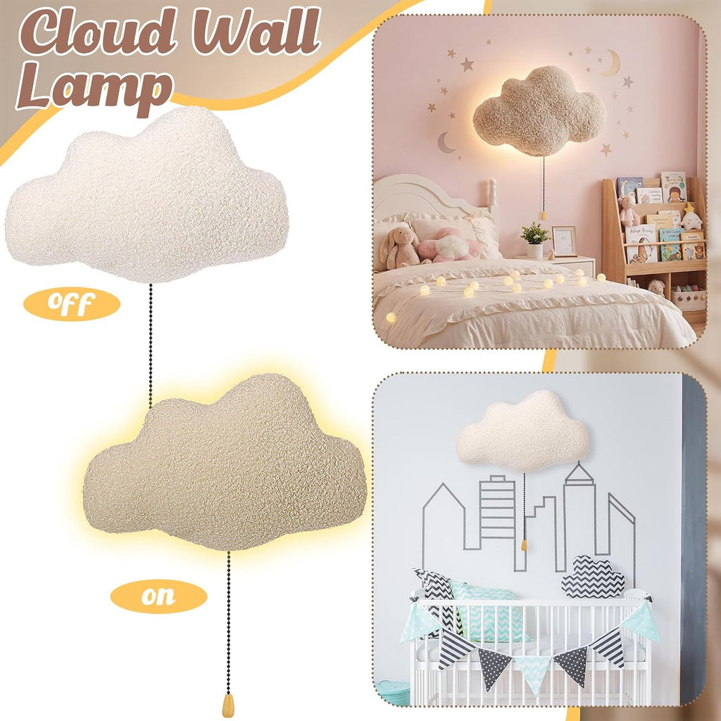 Aurelema Fluffy Cloud Night Light Wall Lamp Sleeping Nursery Lighting Cute Floating Battery Operated Hanging Lamp for Baby Boys Girls…