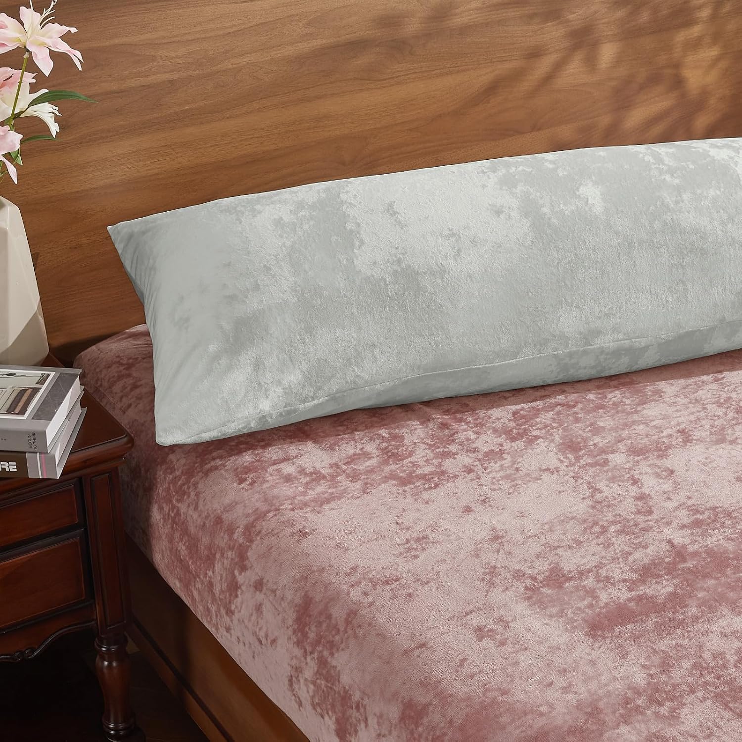 BEDELITE Velvet Body Pillow Cover with Zipper, Soft and Plush 20x54 Long Pillow Case, Velvety Smooth and Cozy Body Pillow Pillowcase for…
